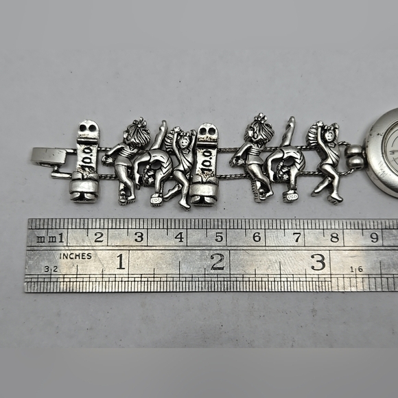Vintage Rare Tofa Silde Gymnastics Dance Charm Bracelet Watch Silver New Battery main image 9